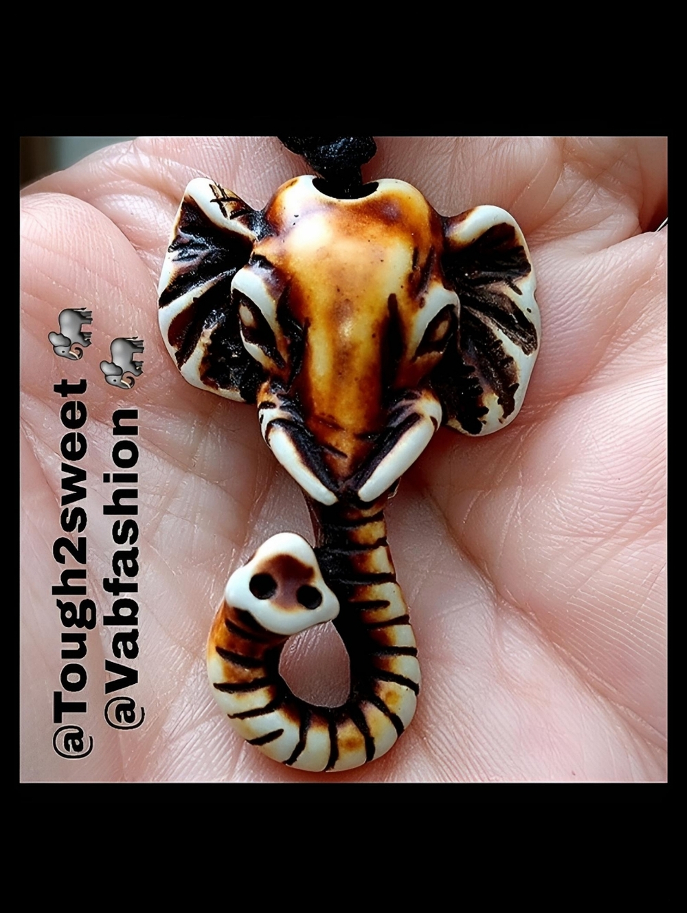 🆕️ARTISAN CARVED RESIN HIGHLY DETAILED ADJUSTABLE ELEPHANT NECKLACE(EL1)